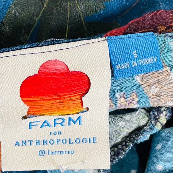 Farm Rio Blue Bianca Blouse Tropical Size Small - Picture 7 of 11